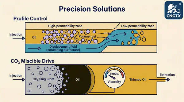Intelligent profile control and Pressure-Drive plus CO2 miscible displacement