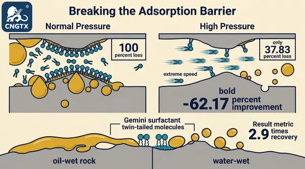高压降吸附机理与双子表面活性剂体系